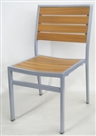 Teak Aluminum Greyish  Slat Frame Dining Chair