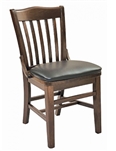 Wood Slat Back School House Chair w/ Padded Seat