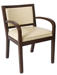 Wood Lounge Upholstered  Arm Chair w/ Vinyl Seat
